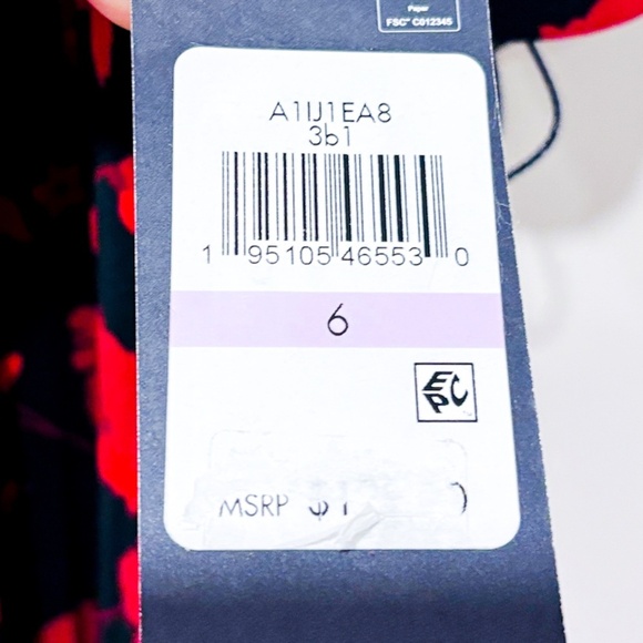 TOMMY HILFIGER Black & Red Pleated Floral Midi Dress - Picture 11 of 11